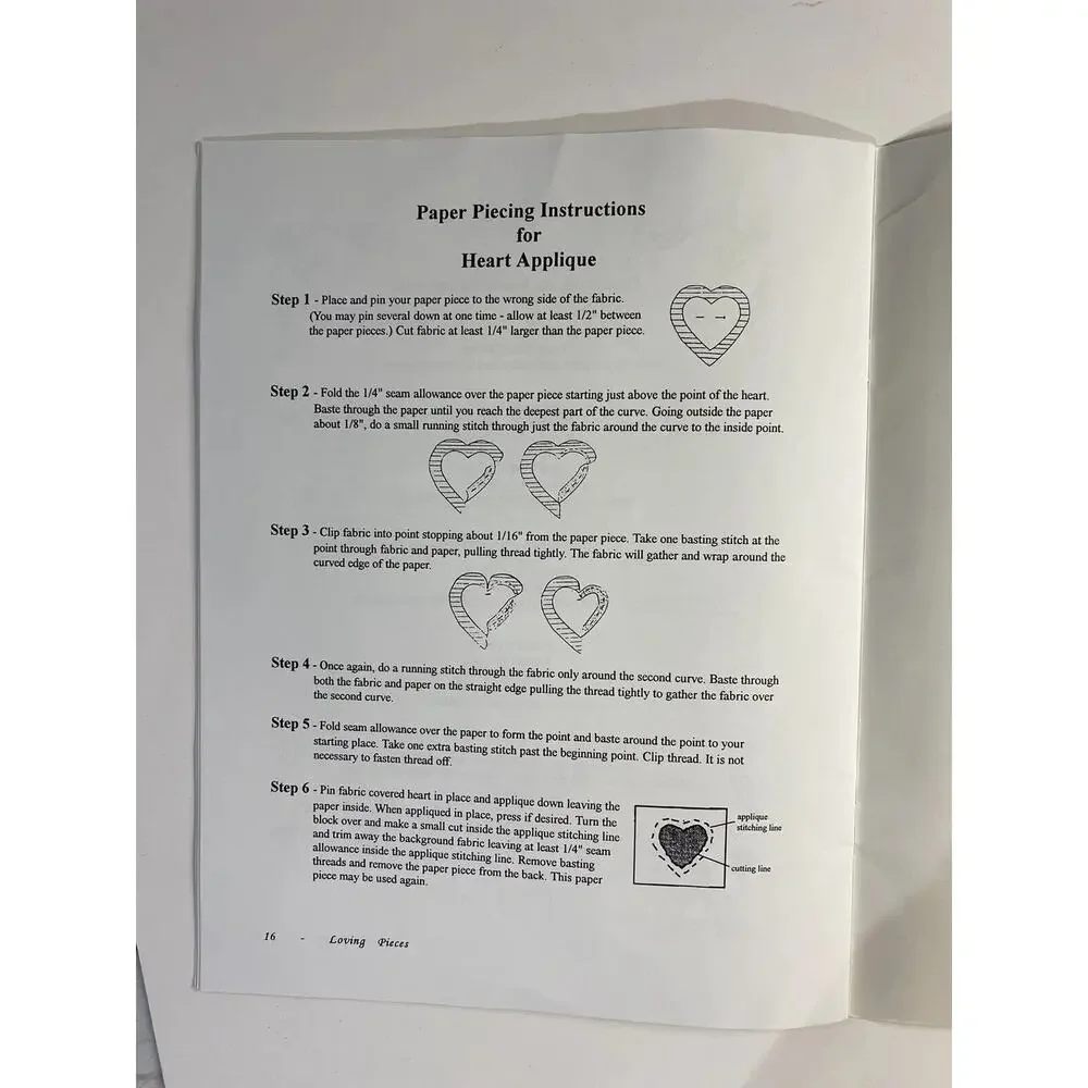 Loving Pieces Quilt Booklet Pattern Pieces Heart Kit Plastic Quilting Templates